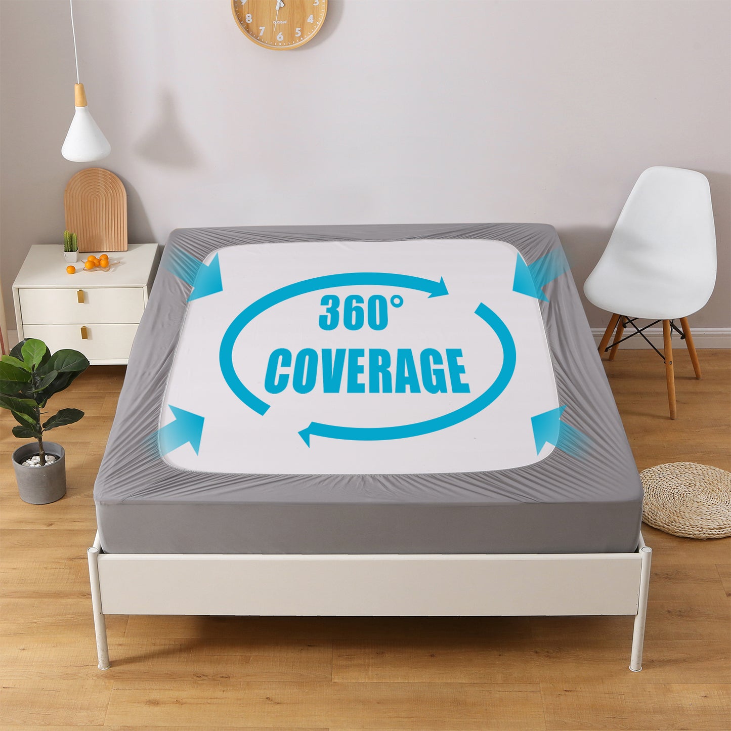 Bedecor Waterproof Mattress Pad Protector, Breathable Quilted Mattress Cover Noiseless Waterproof Fitted Sheet Mattress Topper Upto 18" Deep Pocket, Grey