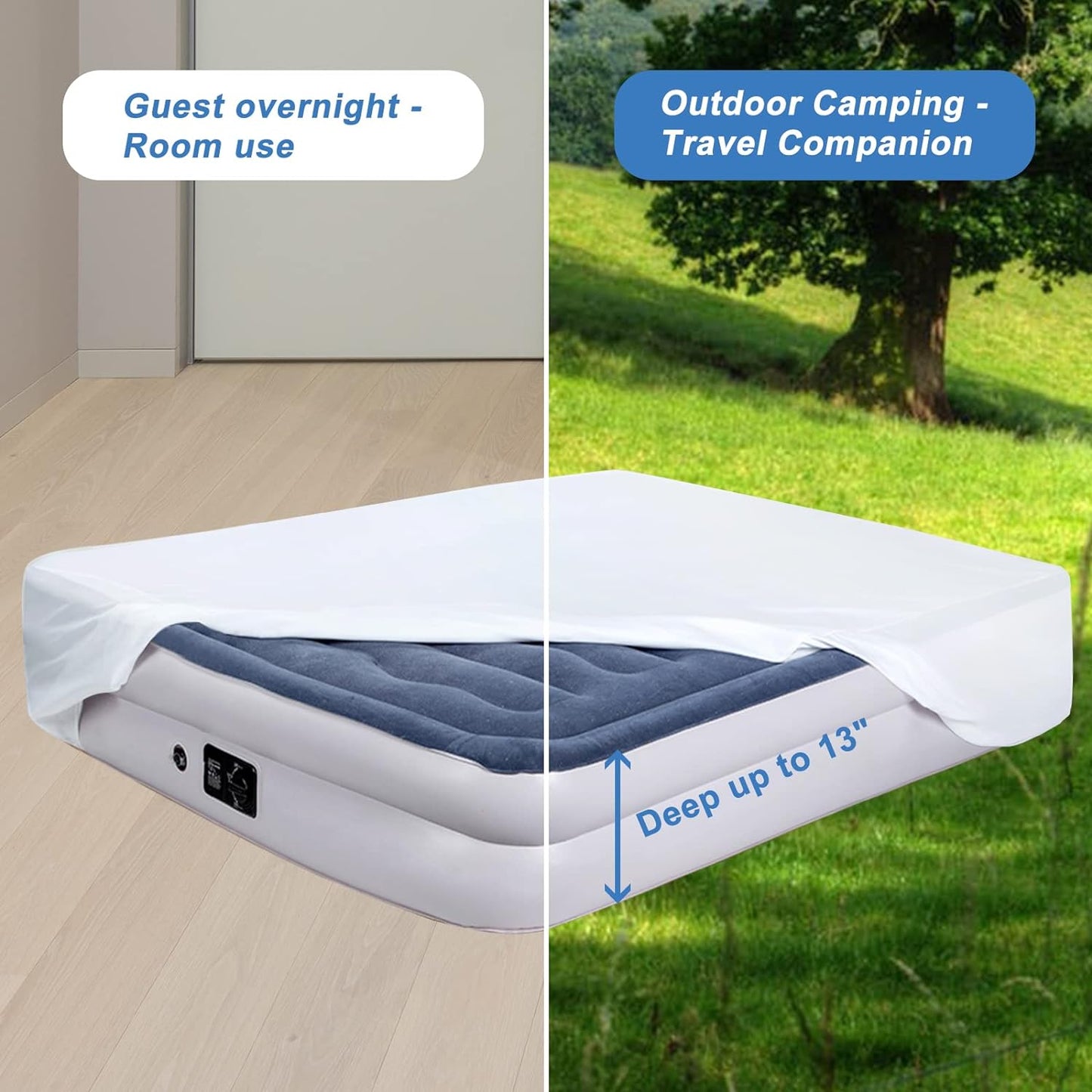 Bedecor air mattress sheets ,Inflate Without Disassembly extra deep pocket sheets 13"