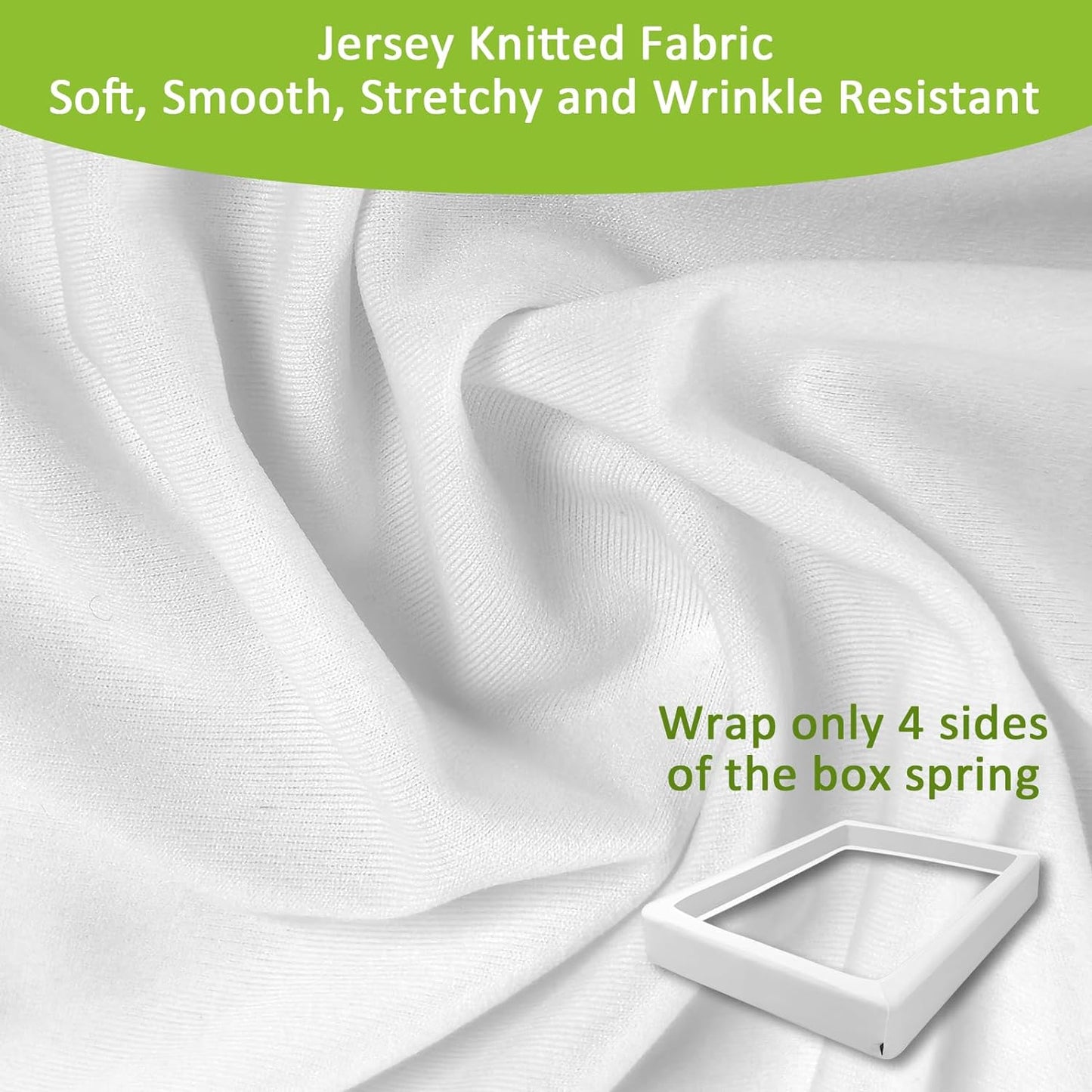 Bedecor Box Spring Cover Queen Ultra-Elastic Fabric Wrap Around 4 Sides White Box Spring Cover