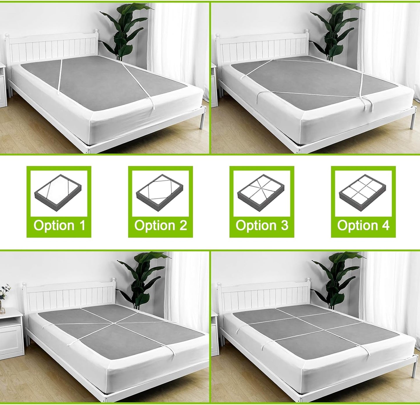 Bedecor Box Spring Cover Queen Ultra-Elastic Fabric Wrap Around 4 Sides White Box Spring Cover