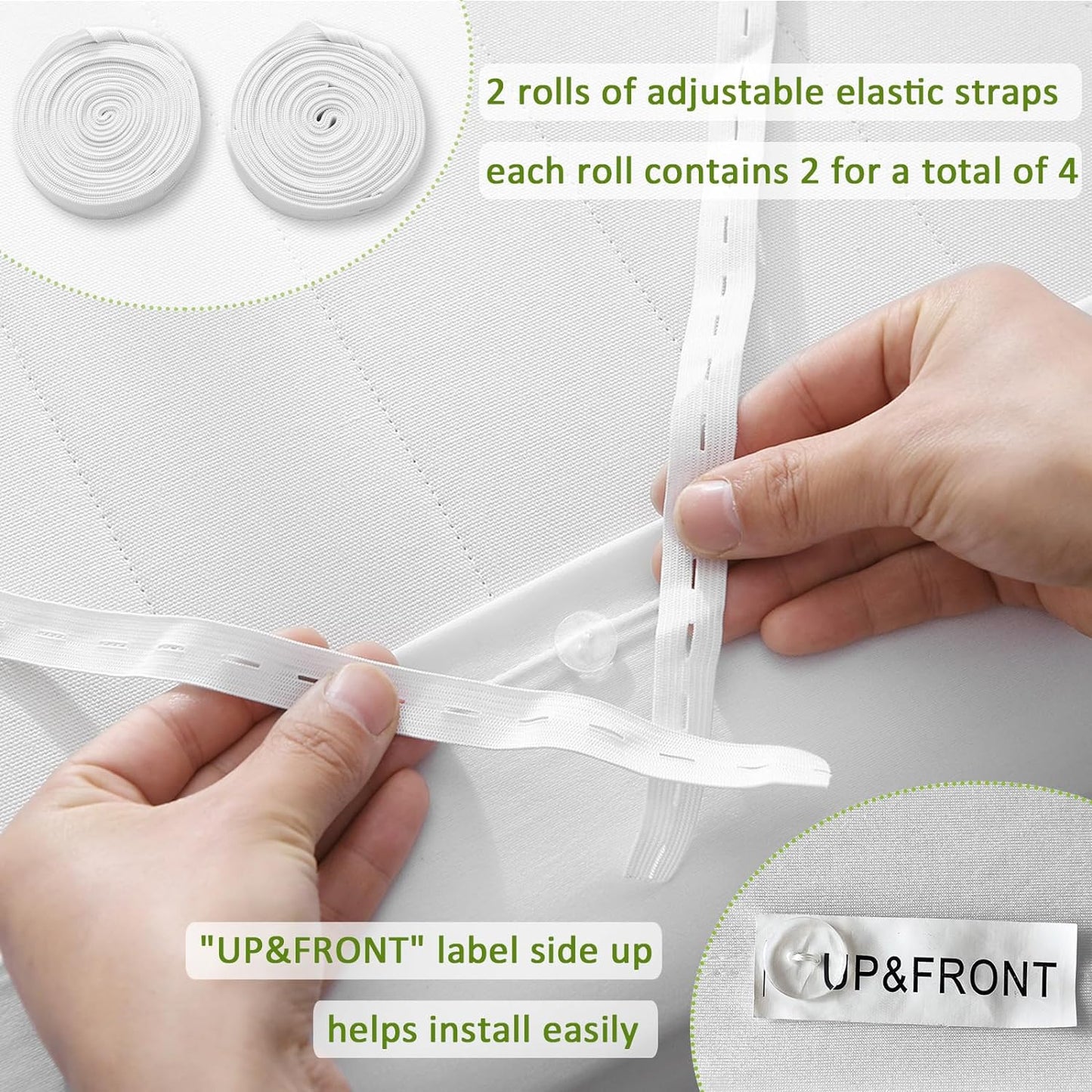 Bedecor Box Spring Cover Queen Ultra-Elastic Fabric Wrap Around 4 Sides White Box Spring Cover