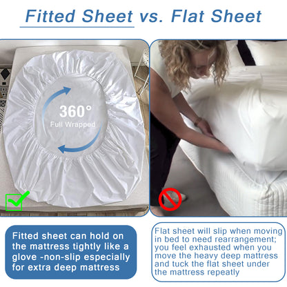 Bedecor Fitted Sheet Only,21 inch Extra Deep Pocket Bottom Bed Sheet, Soft Breathable,Stay in Place,for Pillow Top Mattress Thick Mattress