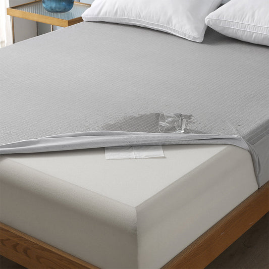 The high quality grey striped cotton terry mattress protector gives your mattress a new look, stylish and beautiful suitable for your bed linen,