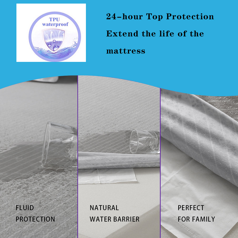 And has a PU film design to prevent liquids from seeping in and protect the mattress to prolong its life.