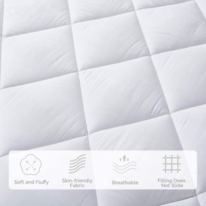 Owmoiun Bedding Quilted Fitted best mattress pad，Noiseless Down best soft mattress topper Extra Soft Breathable