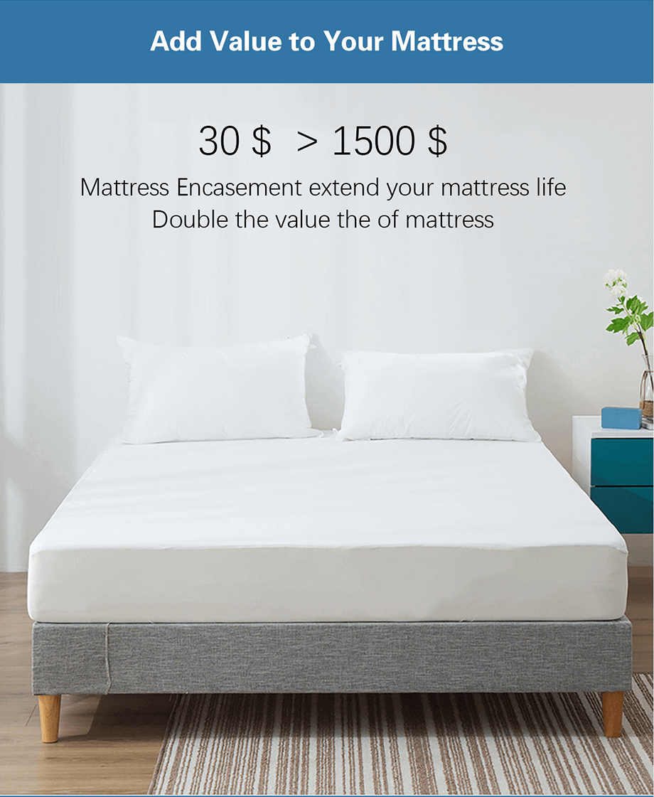 Bedecor Zippered Encasement Six Sides Waterproof Dust Mite Proof Bed Bug Proof Breathable Mattress Protector - Full, White